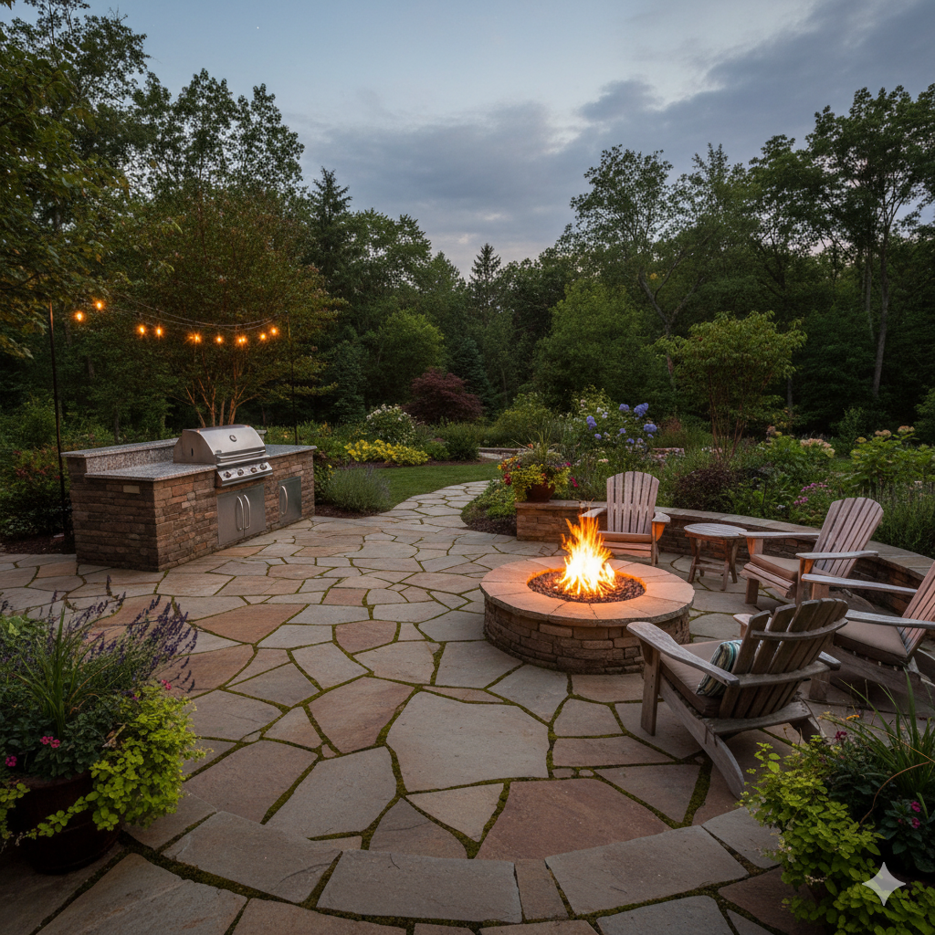 A custom stone patio